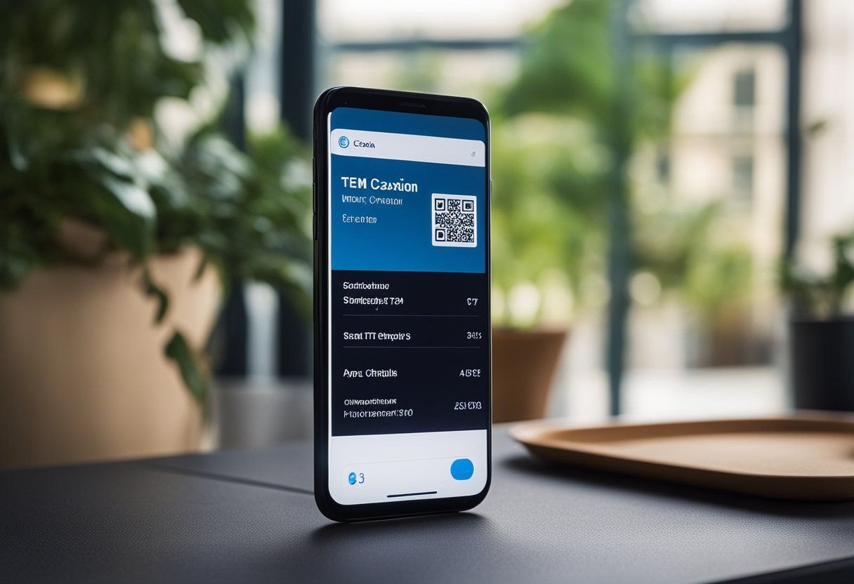 Um smartphone exibindo o aplicativo Caixa Tem com os detalhes da conta visíveis na tela
