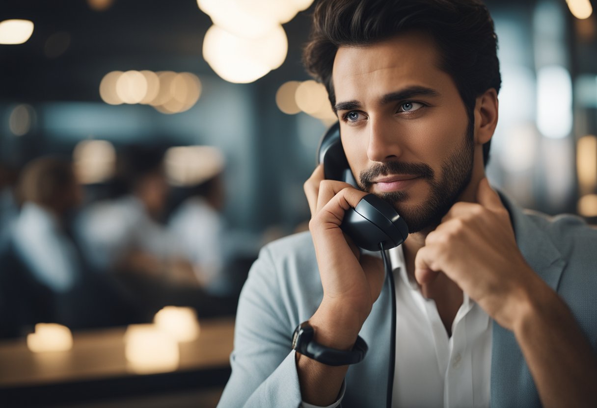 Uma pessoa ao telefone com um representante, discutindo FGTS e saque-aniversário