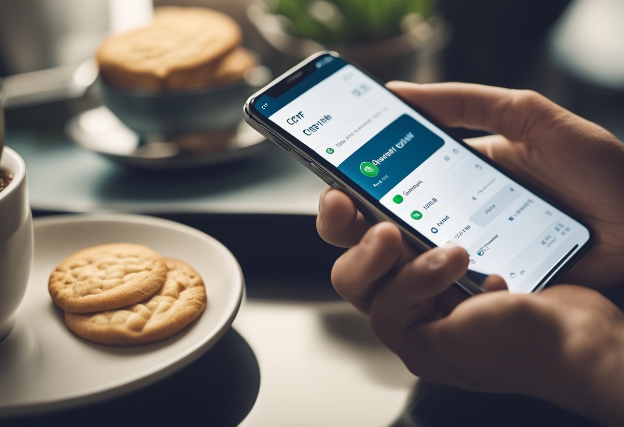 Uma pessoa usando um smartphone para acessar sua conta bancária online usando seu CPF