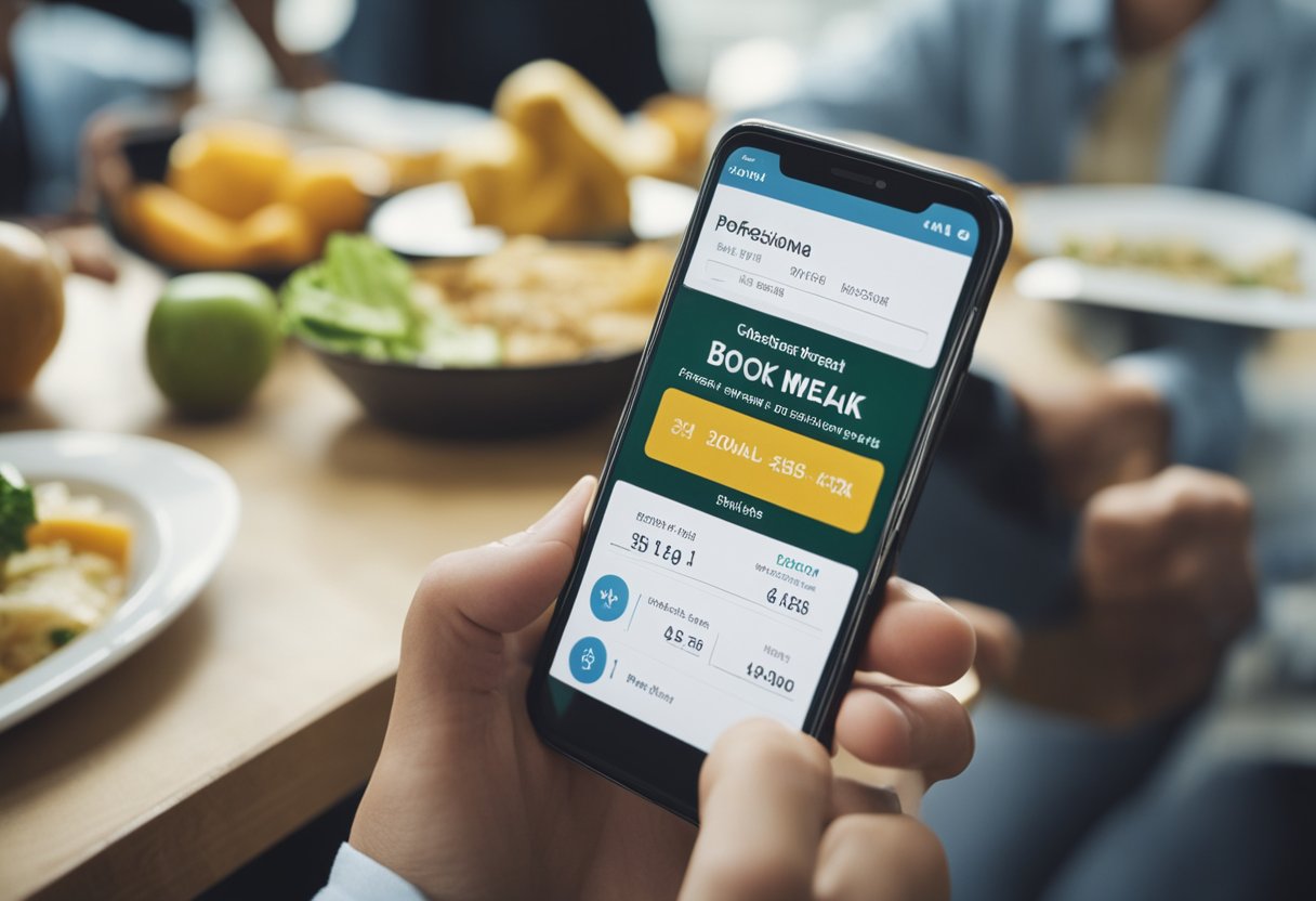 Um estudante usando um smartphone para verificar o saldo do cartão de refeição escolar.