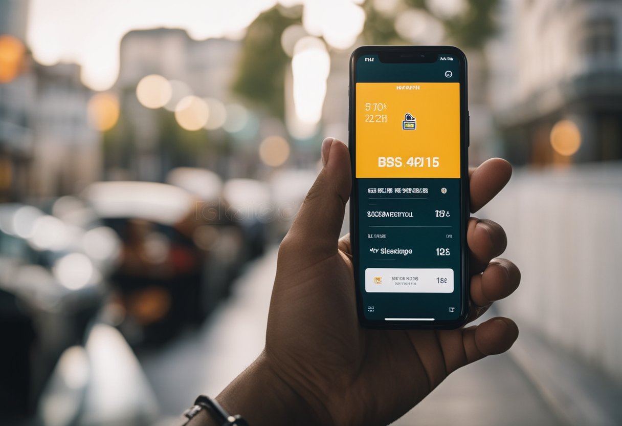 Uma pessoa usando um smartphone para abrir uma conta digital BS2 Flamengo