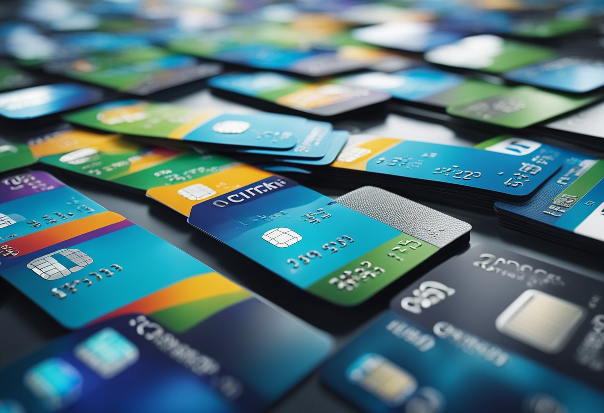 Uma vibrante variedade de cores representando o cartão do C6 Bank, incluindo tons de azul, verde e branco, com um design moderno e elegante.