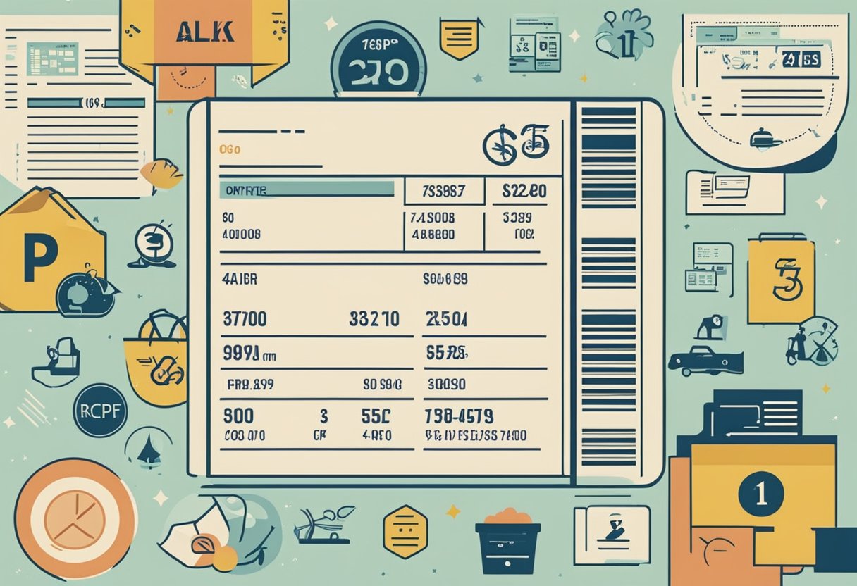 Um recibo com um número de CPF claramente exibido e vários ícones representando benefícios como descontos, recompensas e cashback