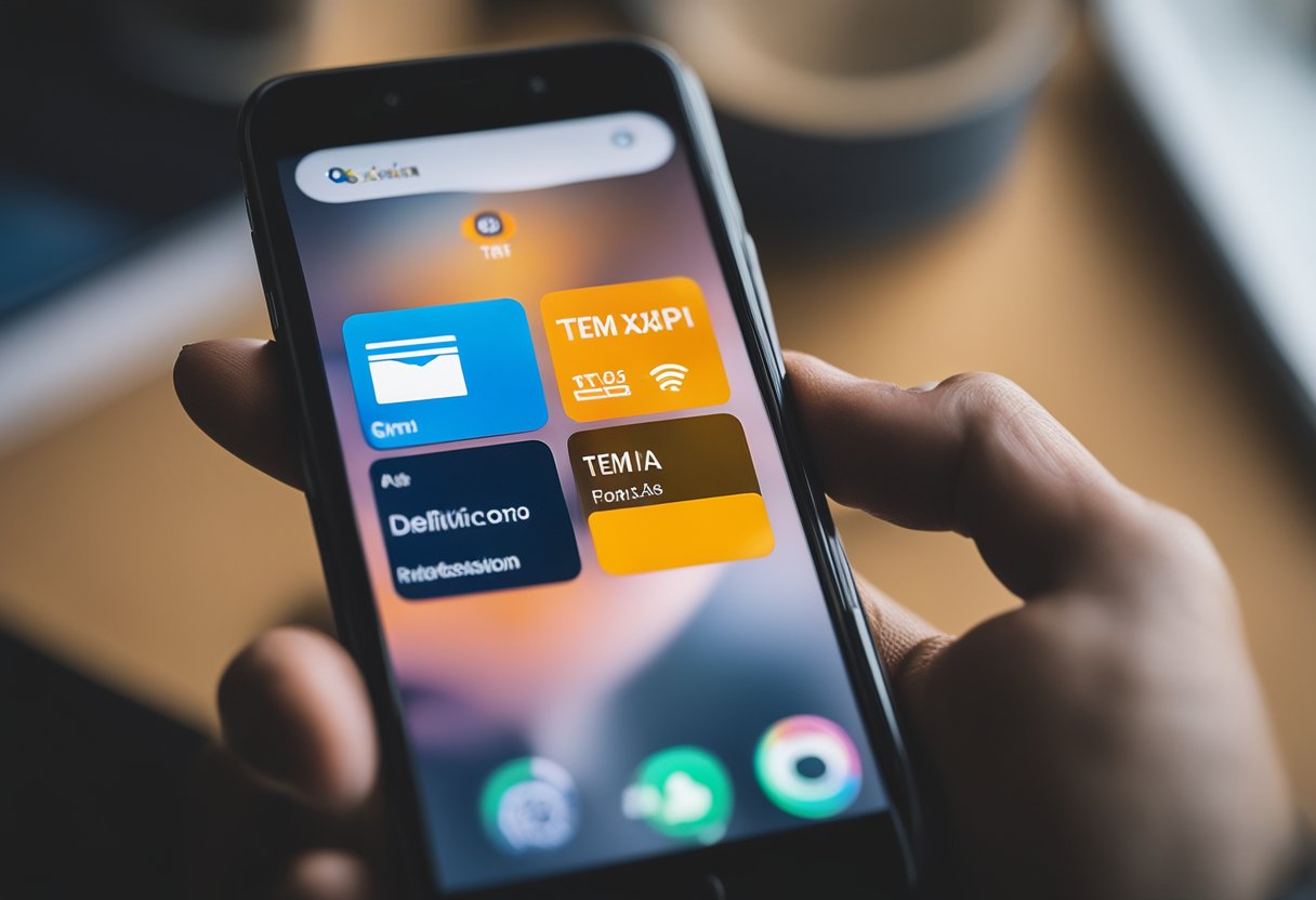Um smartphone exibindo o aplicativo Caixa Tem com uma notificação de crédito do FGTS