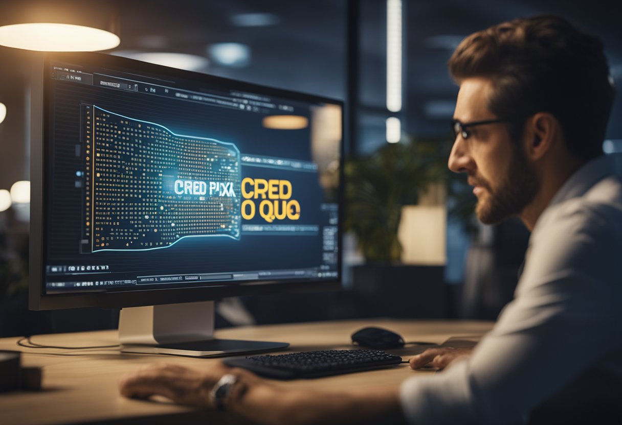 Uma pessoa confusa olhando para uma tela de computador com a sigla "cred pix afinal o que significa essa sigla" exibida em destaque
