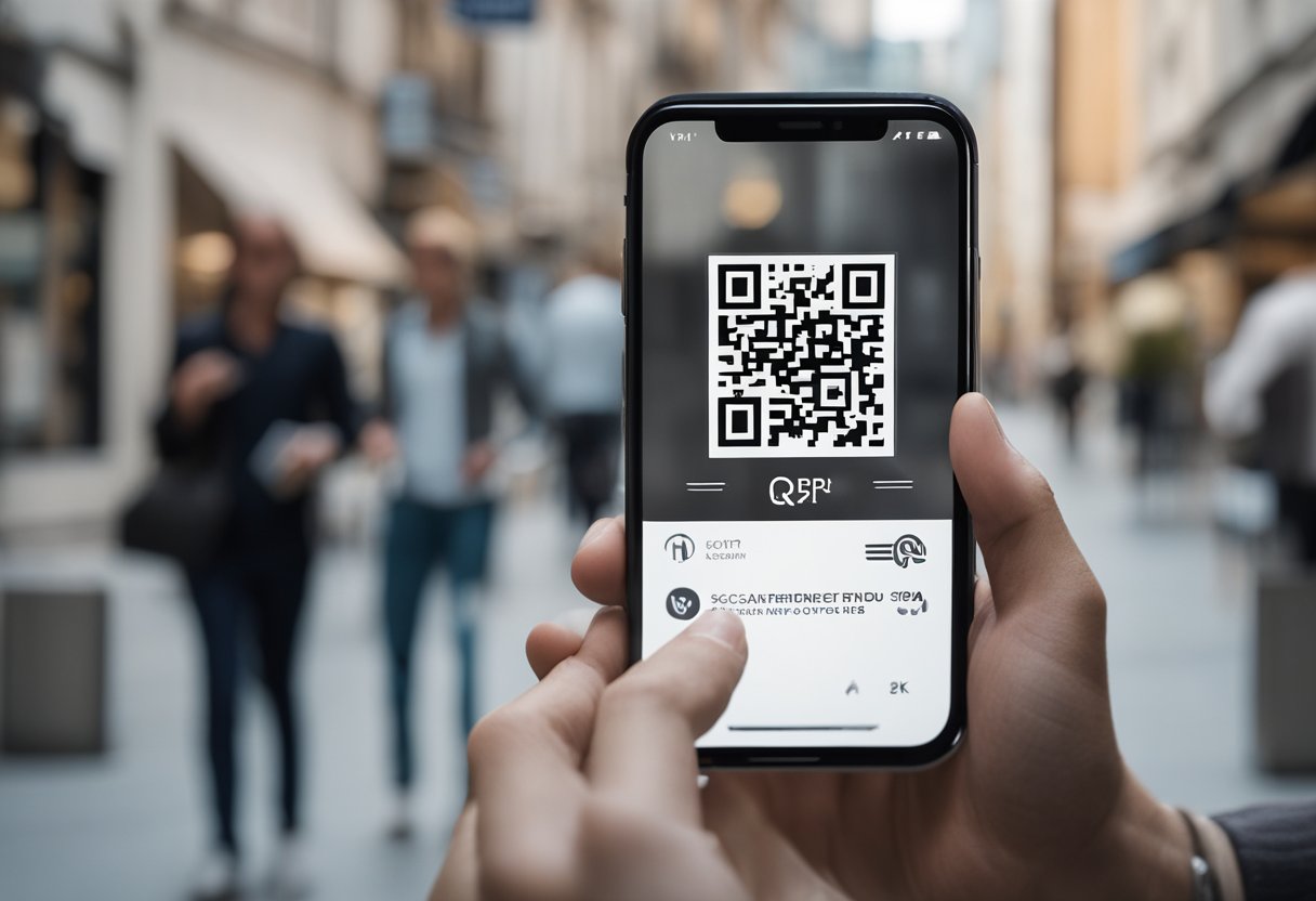 Uma pessoa usando um smartphone para escanear um código QR com o logo do CRED PIX exibido na tela