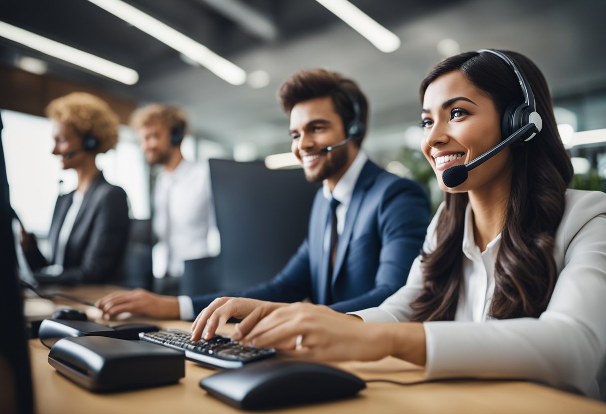Um representante de atendimento ao cliente ajudando um cliente por telefone com uma consulta sobre o Credicard Pop