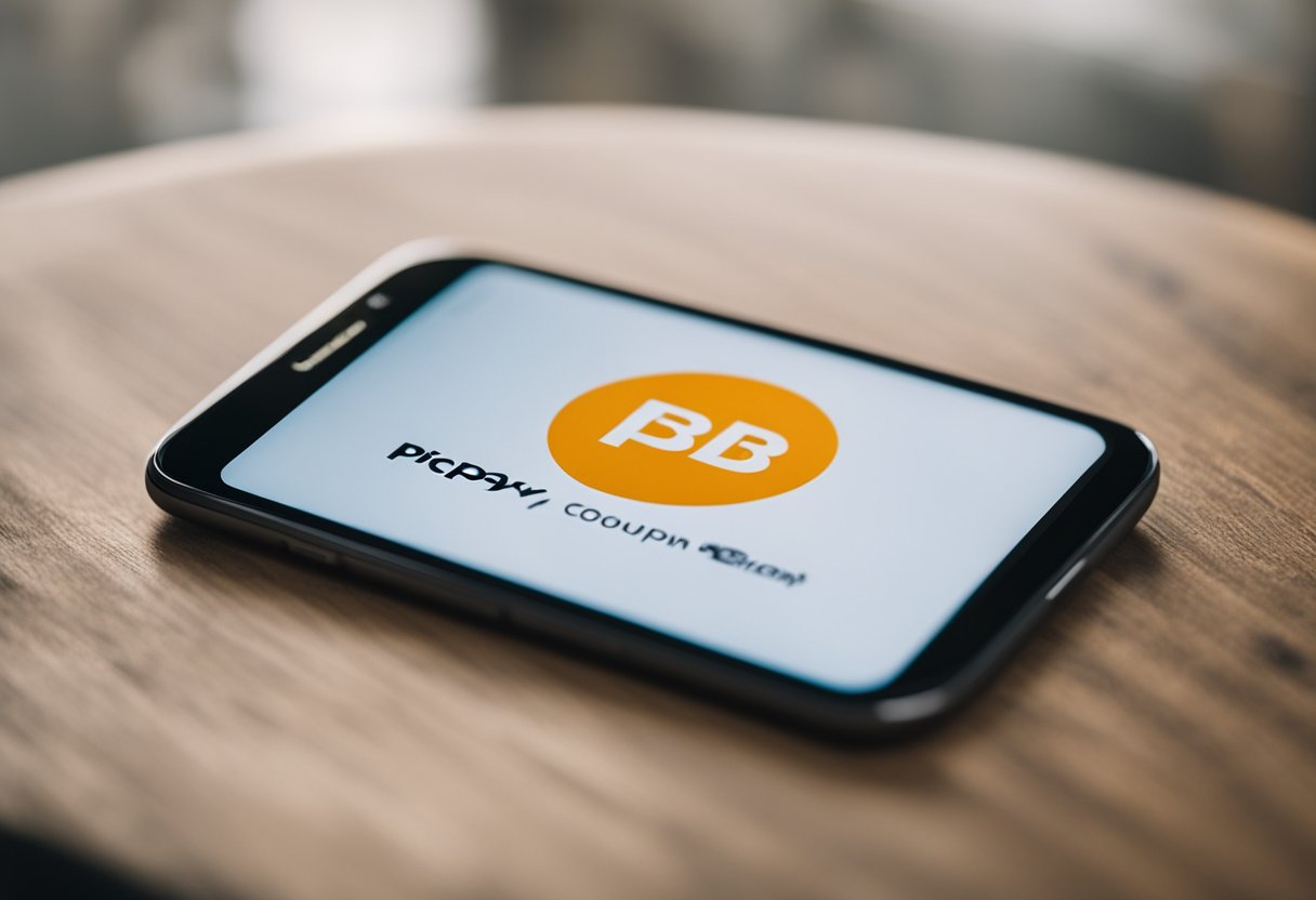 Uma tela de telefone exibindo um código de cupom PicPay com o logo do BBB ao fundo
