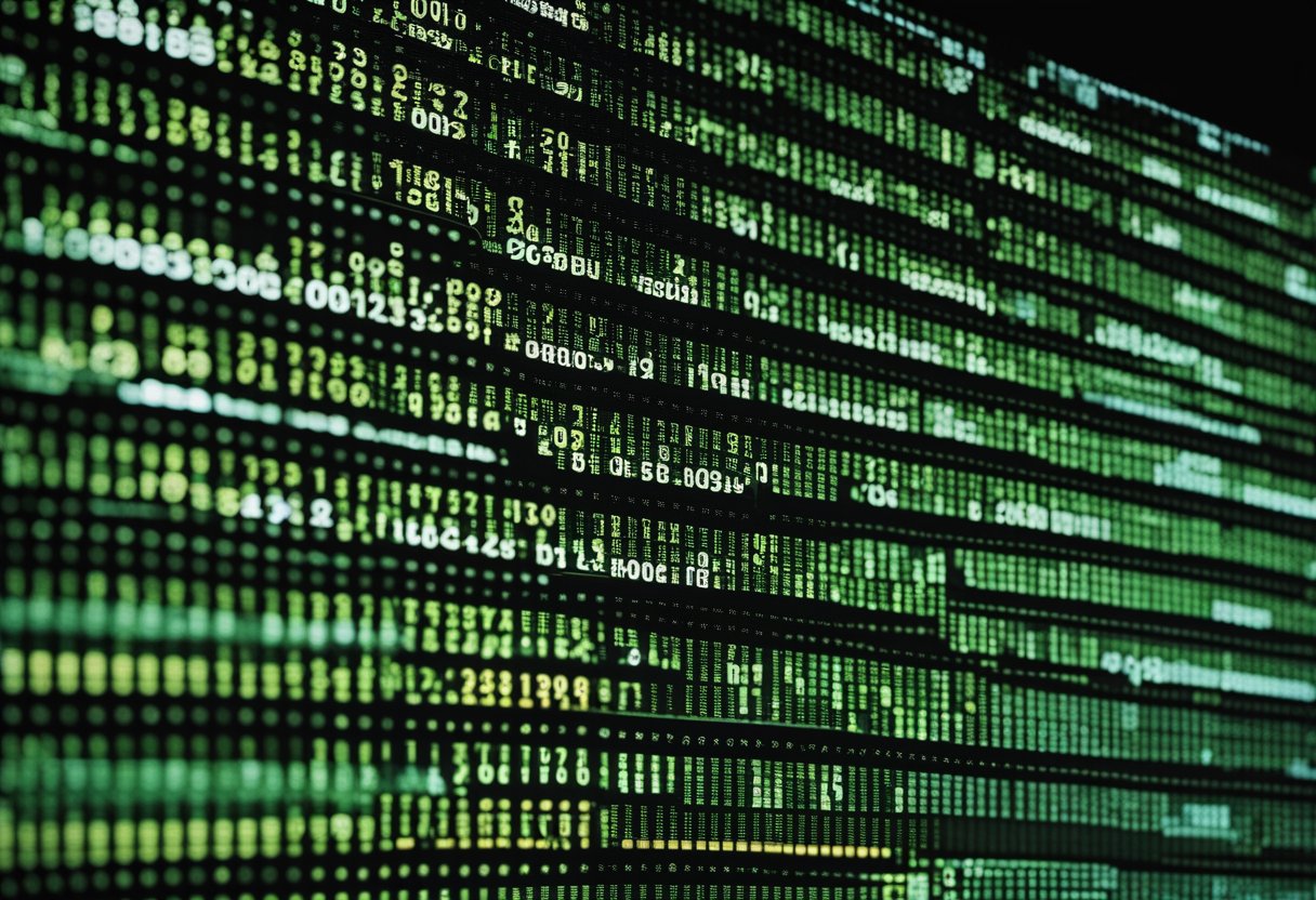 Uma tela de computador exibindo várias tabelas e valores de banco de dados