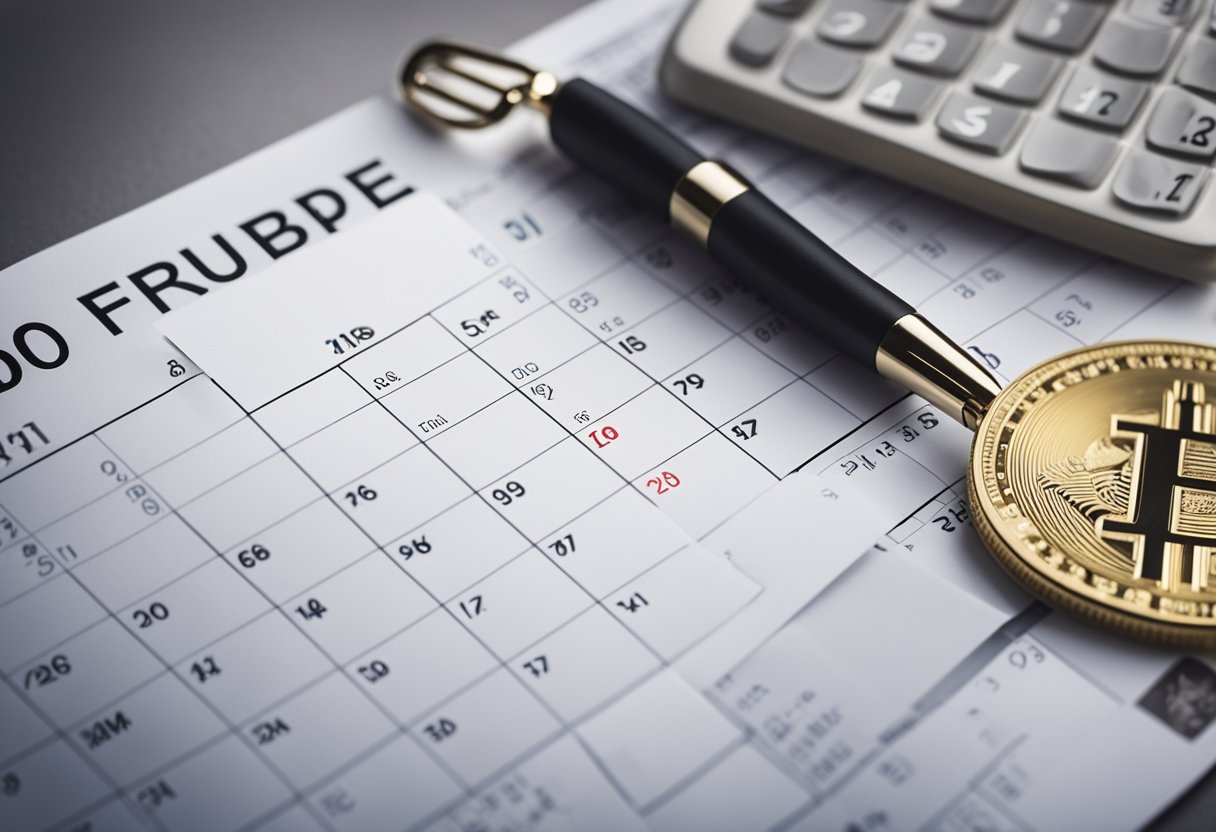 Um calendário com o mês de dezembro destacado, ao lado de um contracheque com o pagamento do 14º salário marcado.