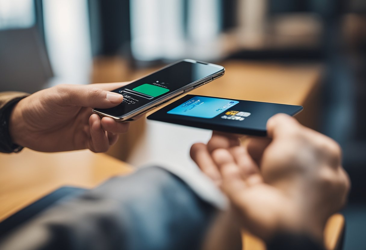 Uma mão segurando um cartão de crédito ao lado de um smartphone com o aplicativo Magazine Luiza aberto, com uma marca de seleção indicando ativação bem-sucedida.