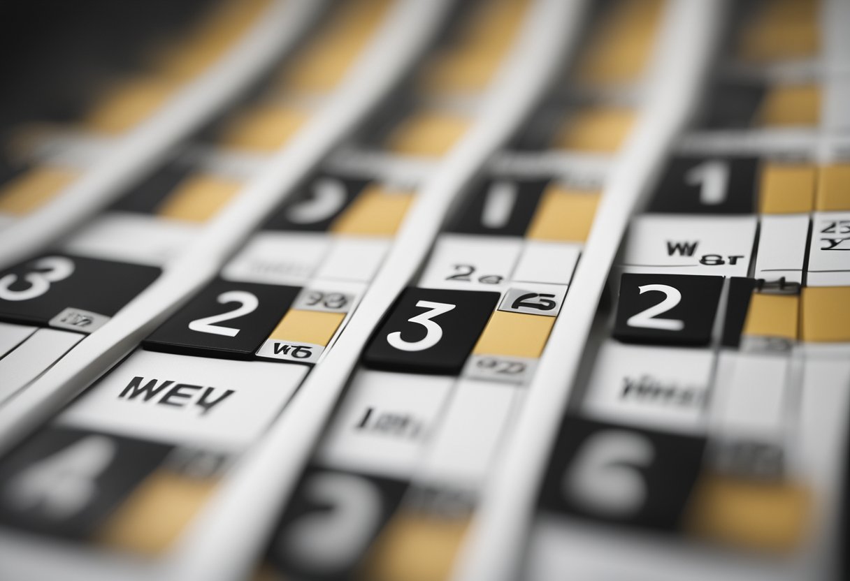 Um calendário com dias alternados sombreados e não sombreados, representando o período de descanso semanal para um trabalhador intermitente