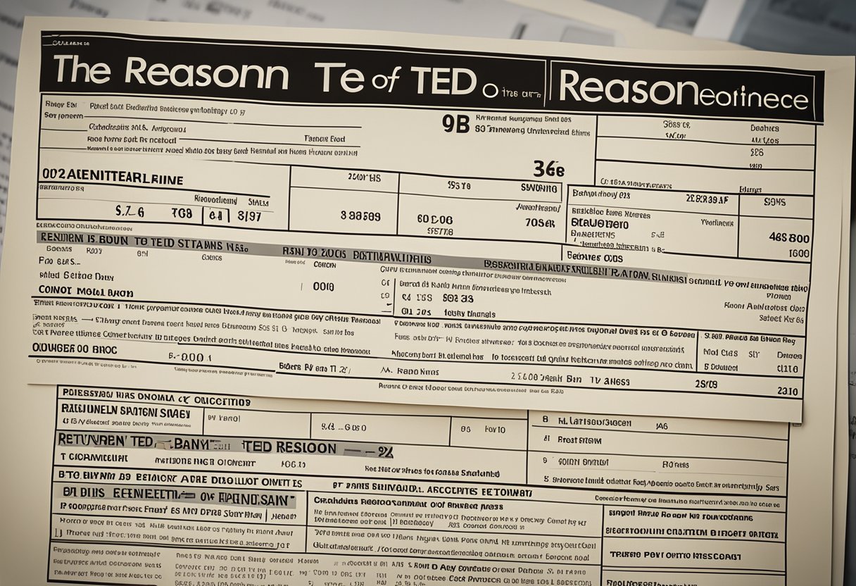 Um extrato bancário com um aviso de "Retorno de TED Motivo 02" destacado