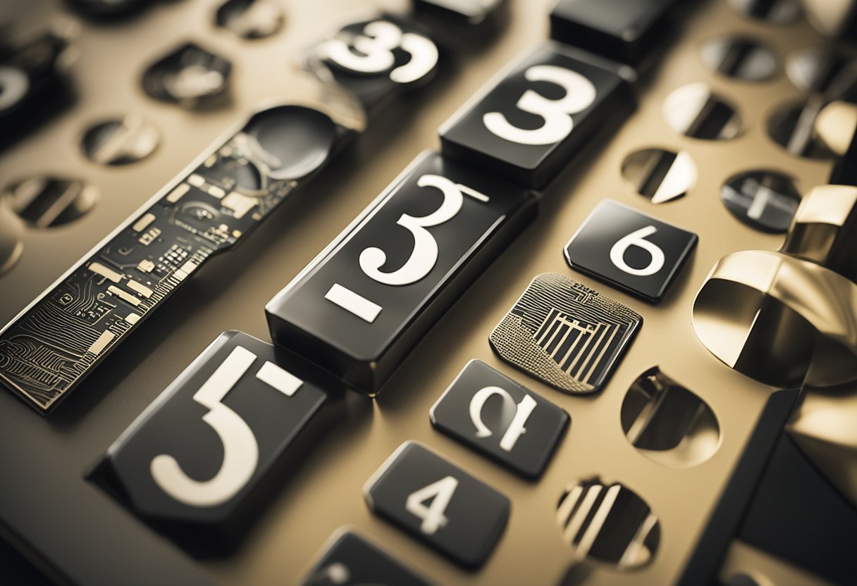 Um logotipo de banco com uma série de números e um símbolo de marca de verificação