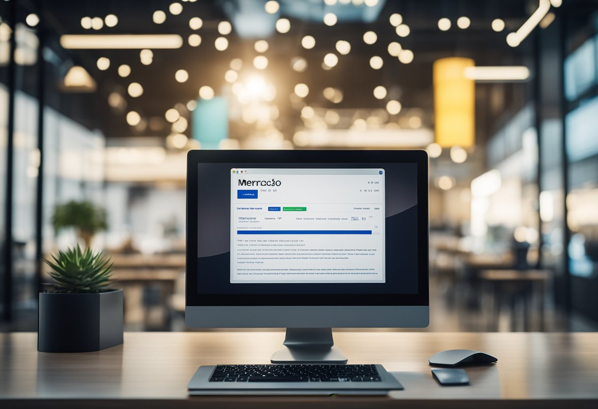 Uma tela de computador exibindo uma caixa de entrada de e-mail com uma mensagem do Mercado Pago destacada