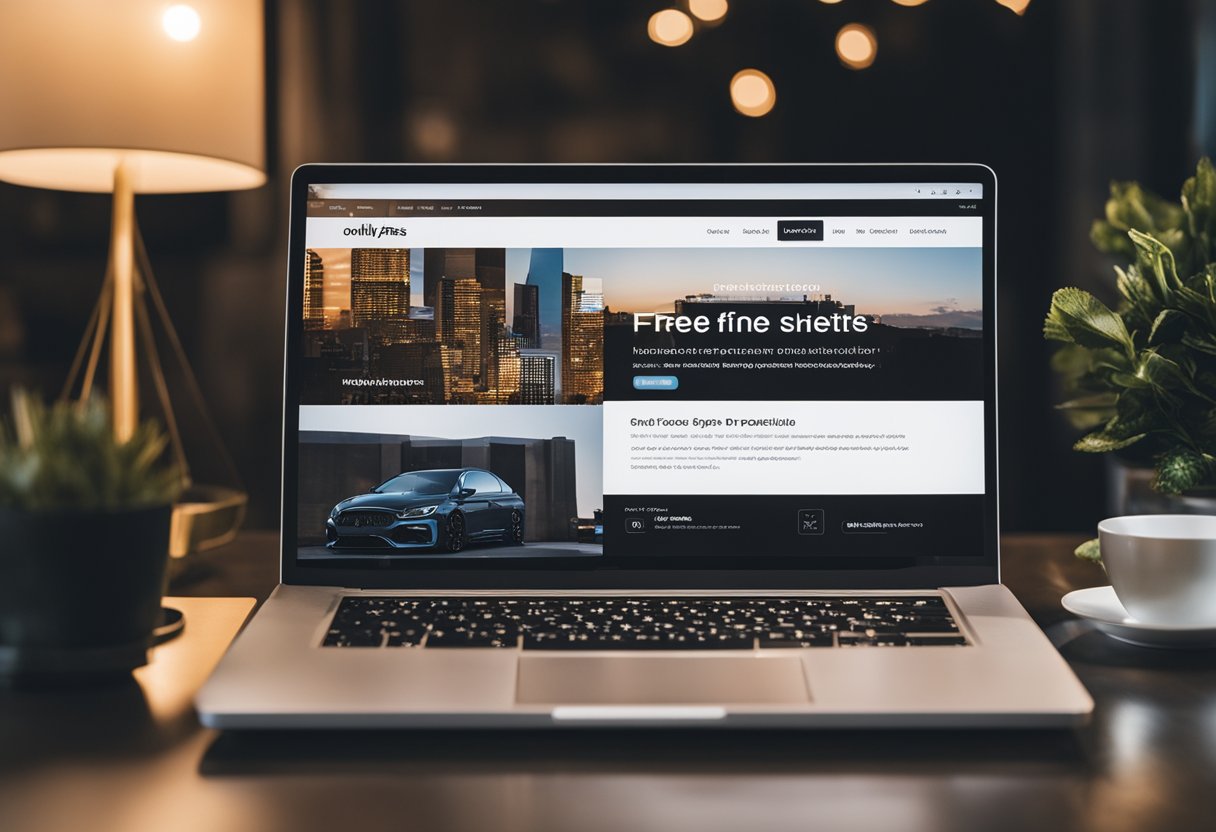 Um laptop exibindo o site OnlyFans com um pop-up de promoção de "acesso gratuito"