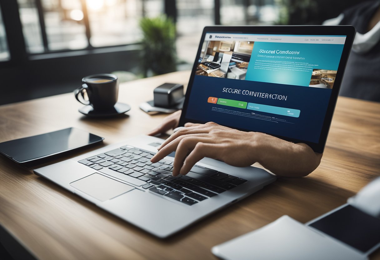 Um computador com uma conexão de internet segura, exibindo o site do Hipercard, com um formulário de aplicação de cartão virtual na tela