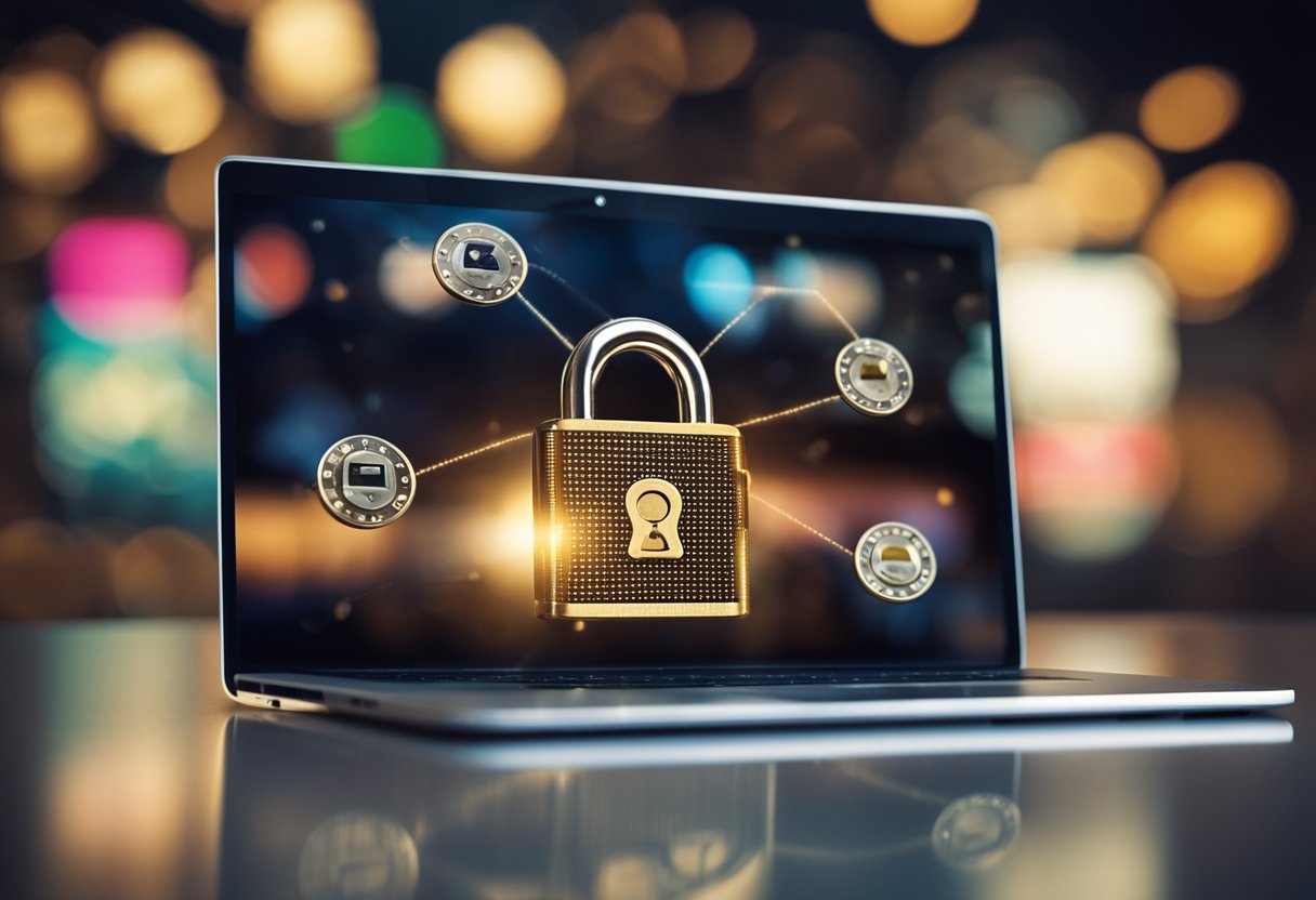 Um dispositivo digital exibindo uma transação segura de cassino online usando Pix, com um símbolo de cadeado para segurança