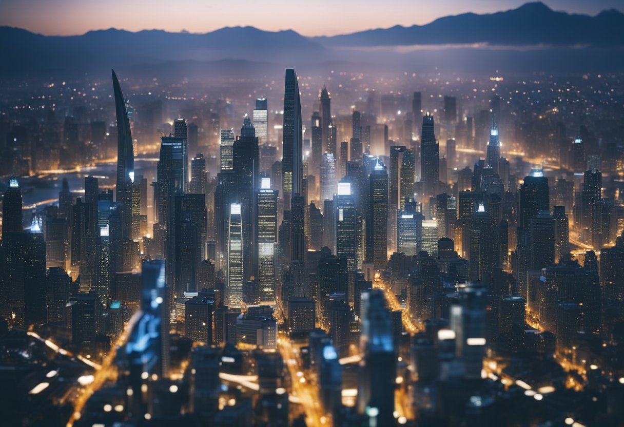 Um horizonte de cidade moderna com arquitetura futurista e tecnologia avançada