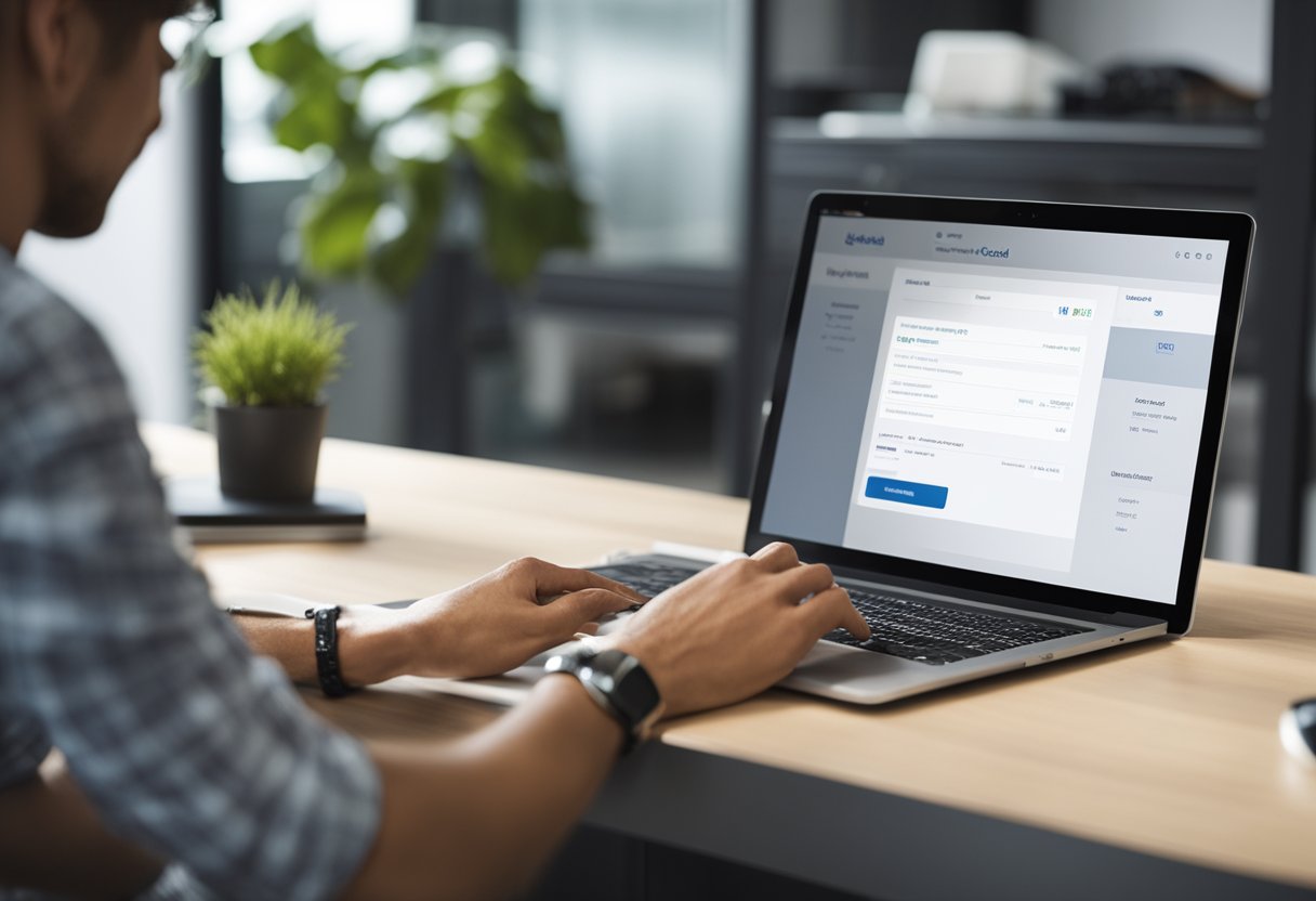 Uma pessoa acessando o portal do cliente Atacadão em um computador para solicitar uma segunda via da fatura do seu cartão Atacadão