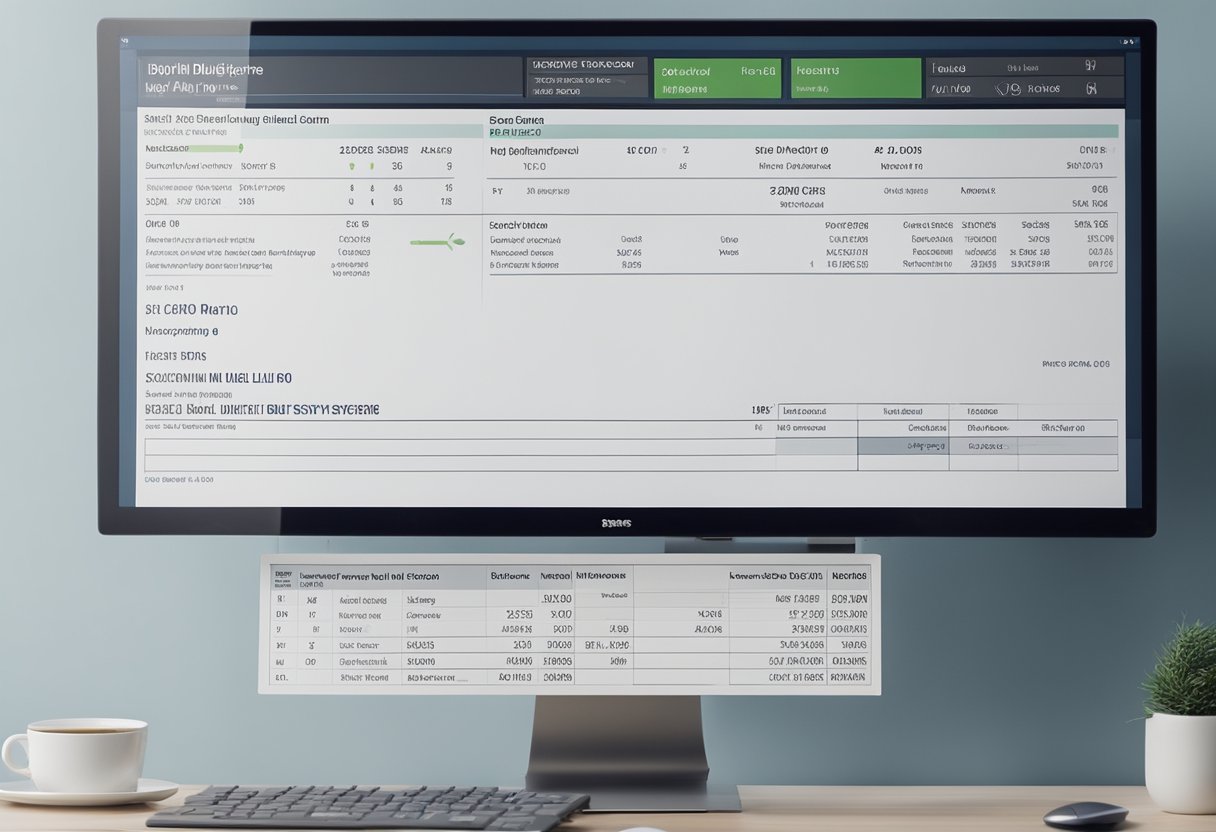Uma tela de computador exibindo o sistema de faturamento Besni com uma fatura digital sendo gerada e impressa
