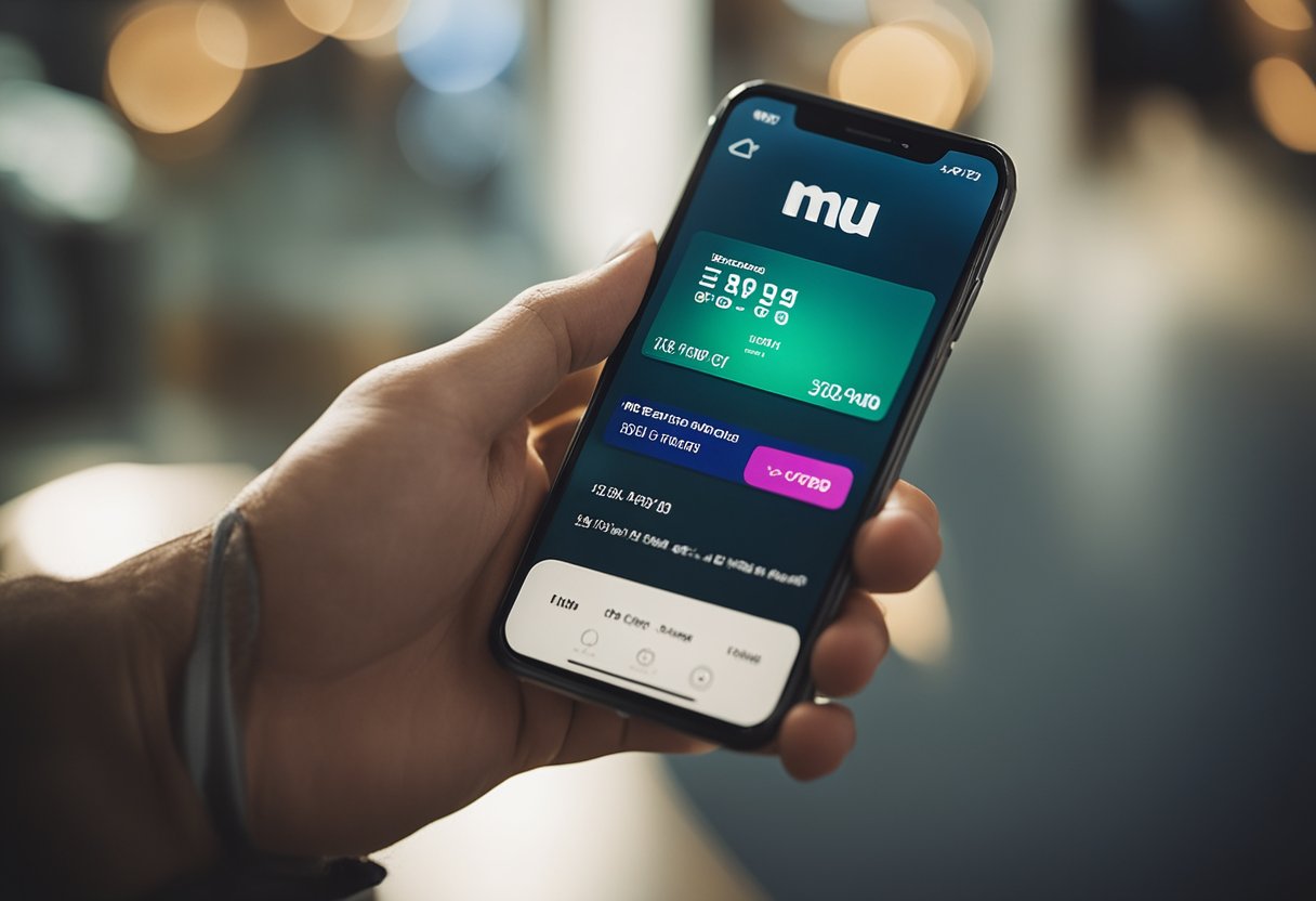 Um celular exibindo o aplicativo "Meu Pag" com a tela de pagamento de contas aberta