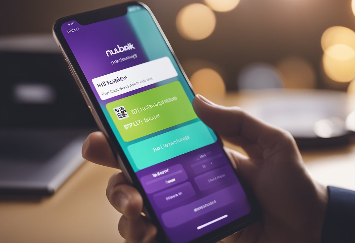 Um aplicativo de empréstimo do Nubank desaparecendo da tela de um telefone, com uma pessoa perplexa olhando para seu dispositivo.