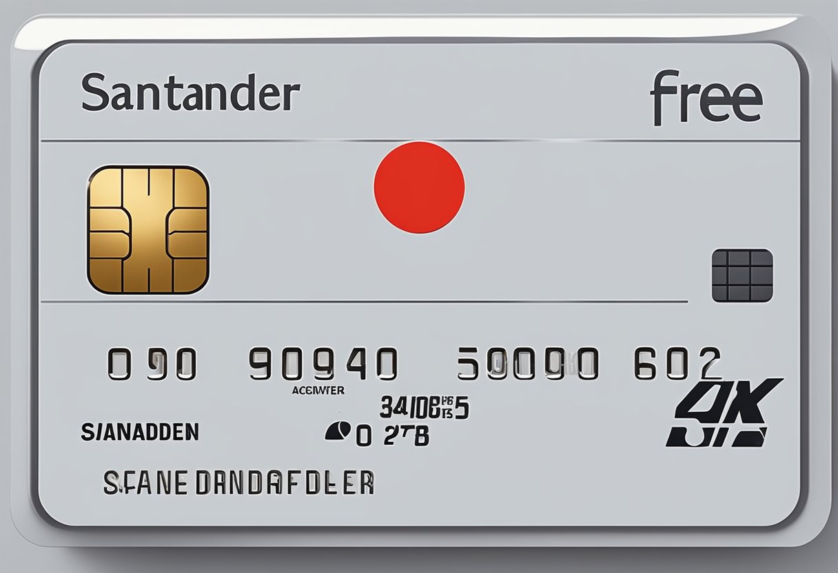 Um cartão de crédito com o logo do Santander Free é mostrado, com uma linha vermelha indicando o limite excedido.