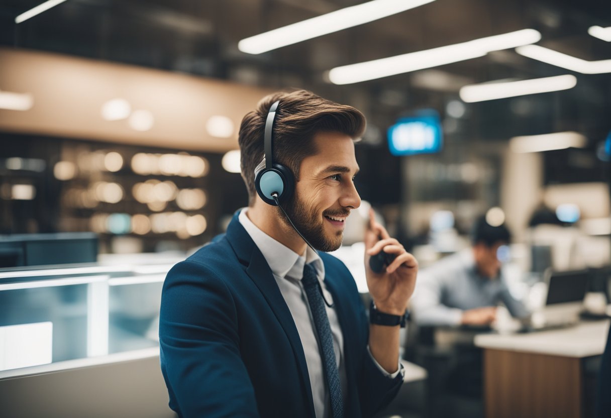 Uma pessoa usando um smartphone para ligar para uma central de atendimento ao cliente