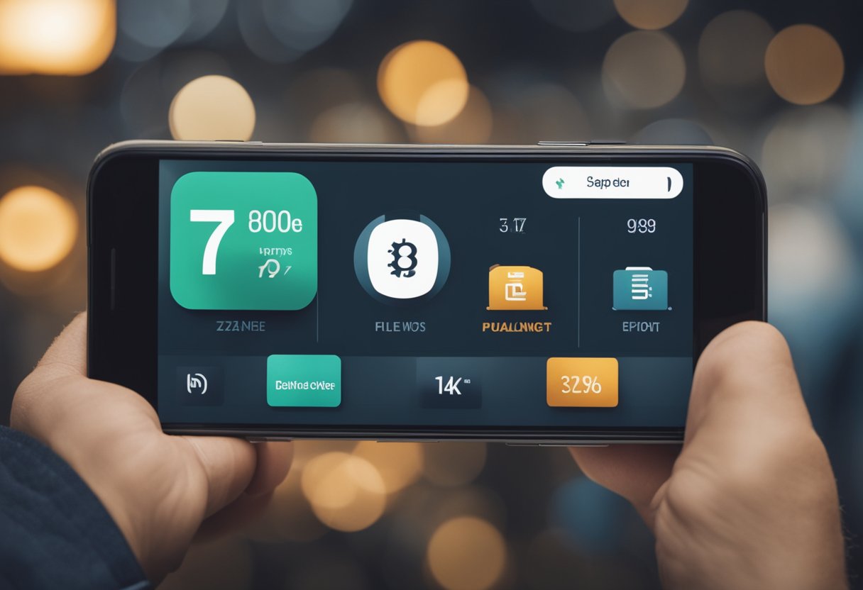 Uma pessoa frustrada enquanto tenta verificar seu saldo no aplicativo Caixa Tem, com uma expressão perplexa e um telefone na mão.