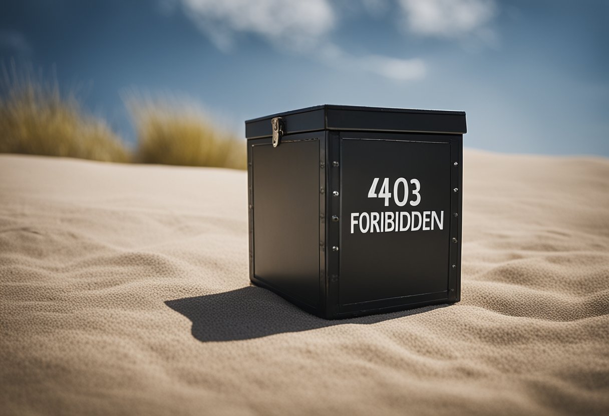 Uma caixa trancada e inacessível com uma mensagem proeminente de "403 Proibido"