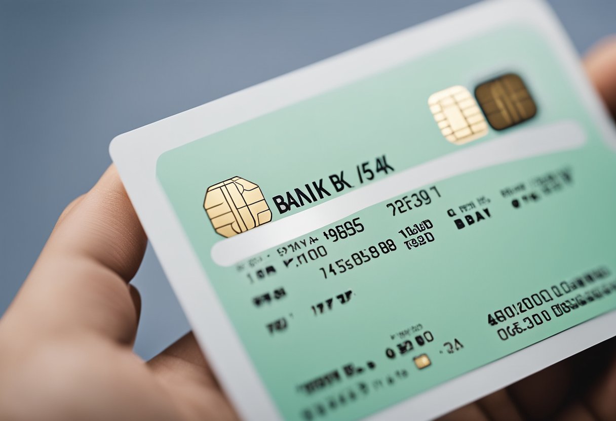 Um cartão bancário digital elegante sendo retirado de um envelope preto