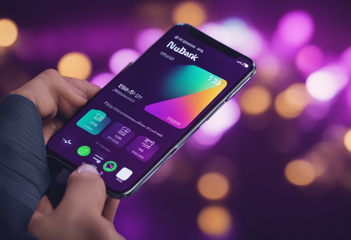 Um smartphone com o aplicativo Nubank aberto e uma transação Pix sendo iniciada, apesar da conta não ter fundos.