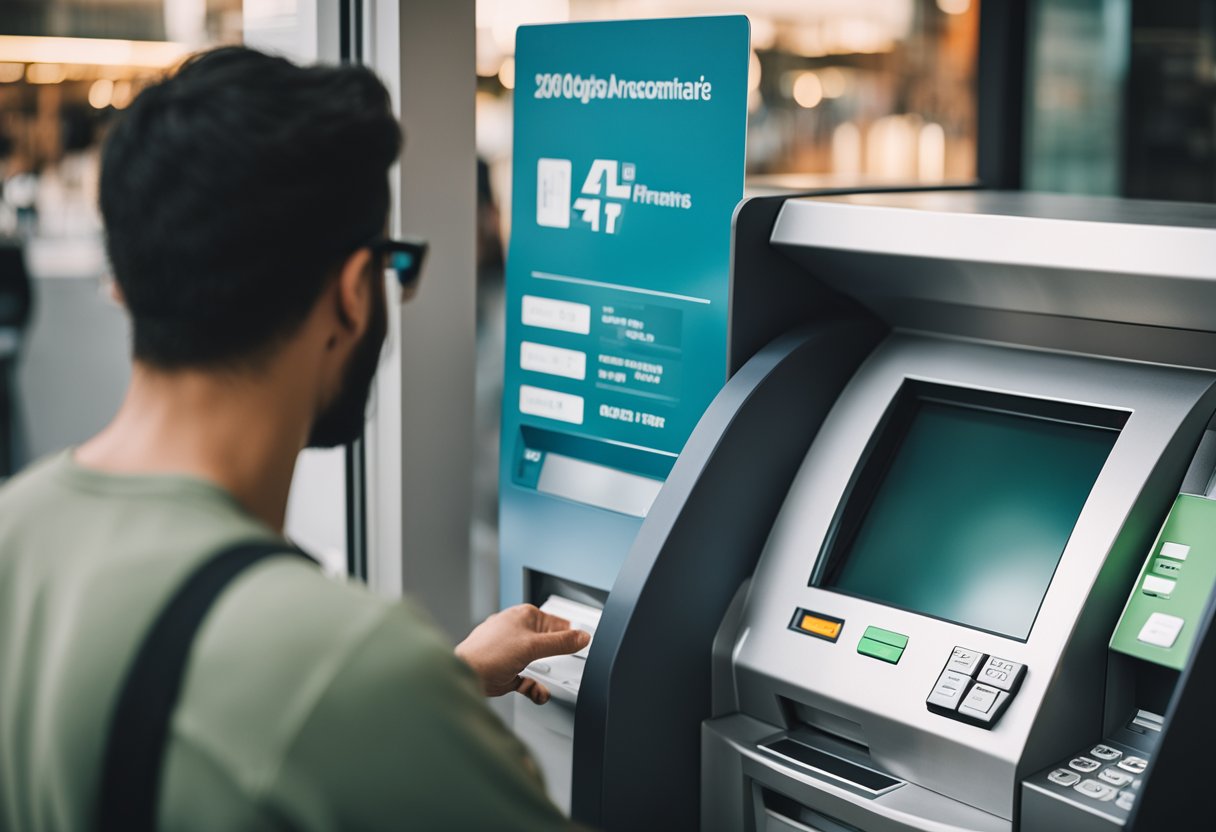 Uma pessoa usando um caixa eletrônico de banco para fazer uma transação PIX