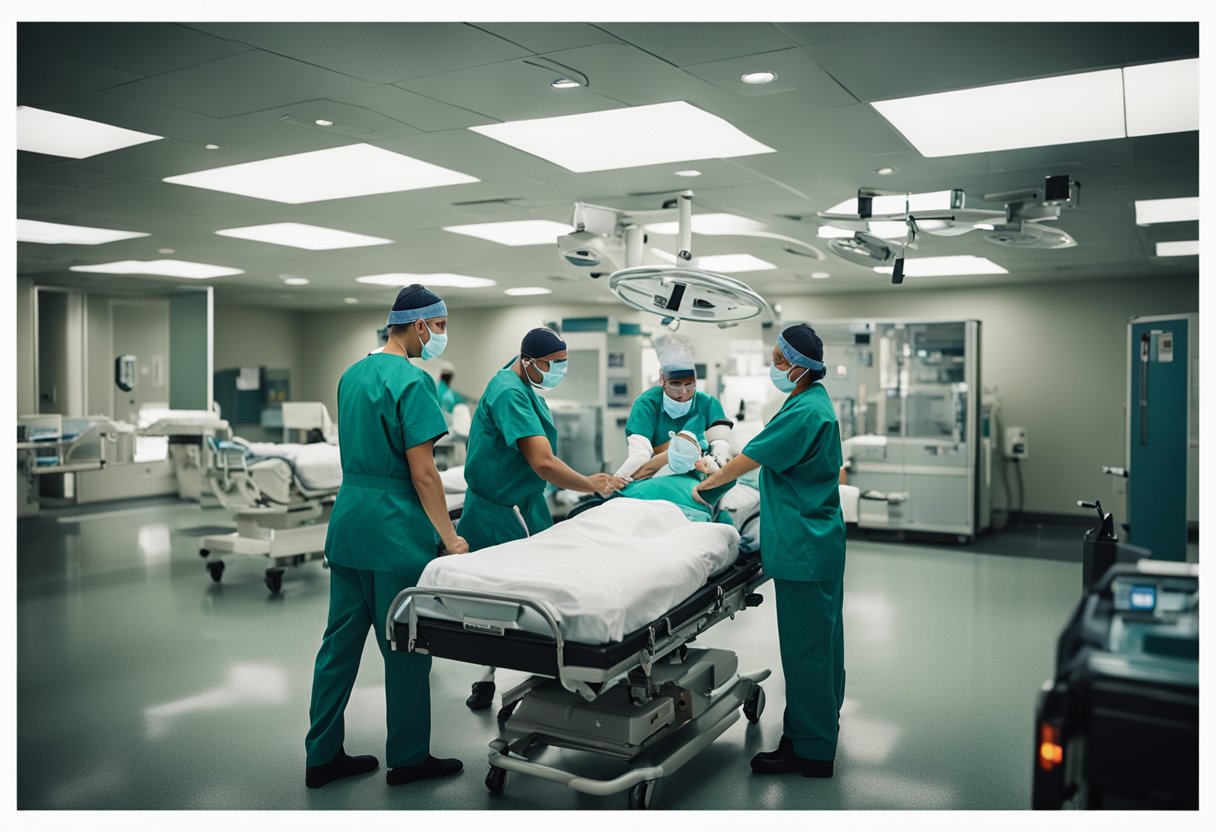 Equipe médica de emergência atendendo paciente