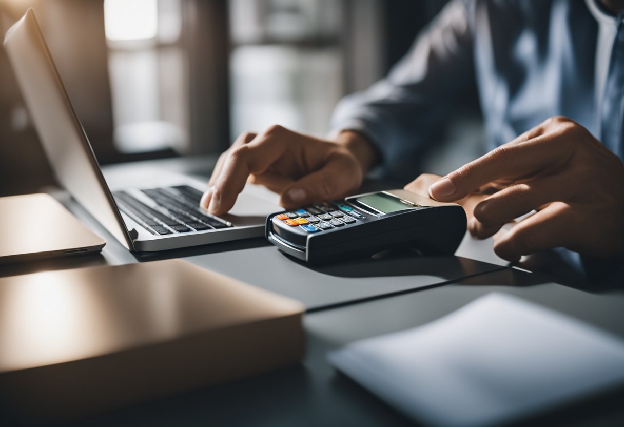 Uma pessoa acessando uma conta de Cartão de Crédito Full Card online para verificar seu saldo