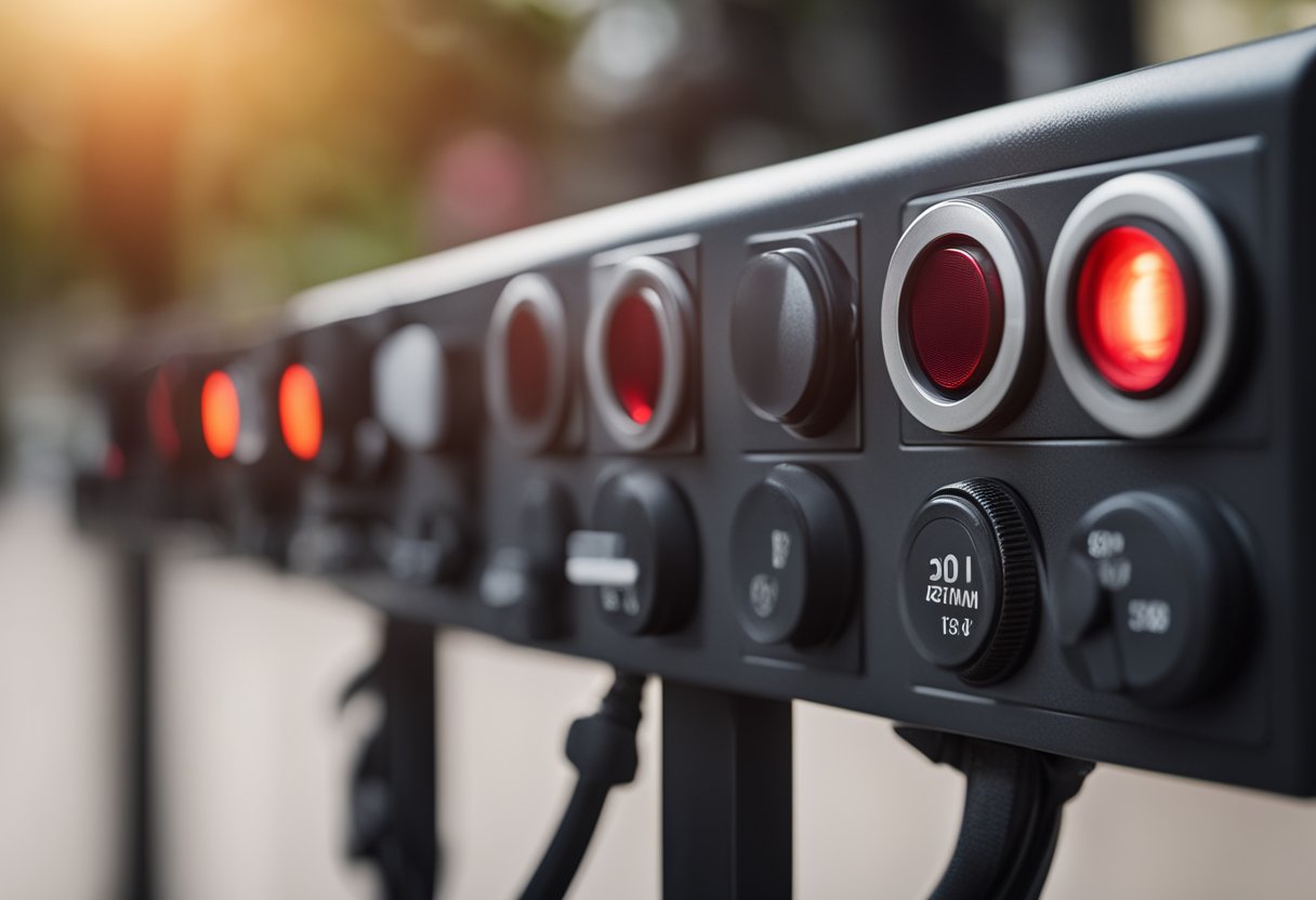 Um interruptor desativado com uma luz indicadora vermelha