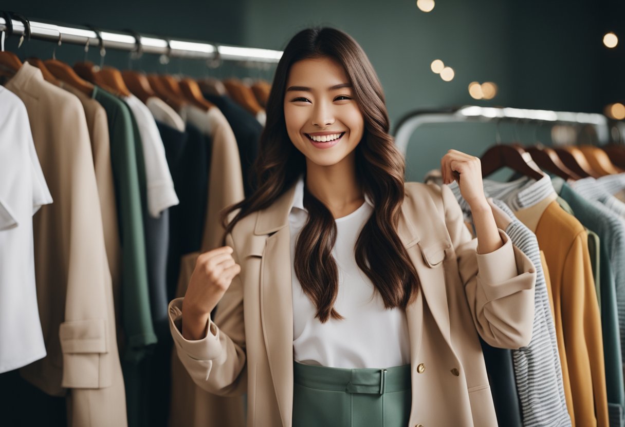 Uma pessoa recebendo roupas gratuitas da Shein de maneira alegre e grata