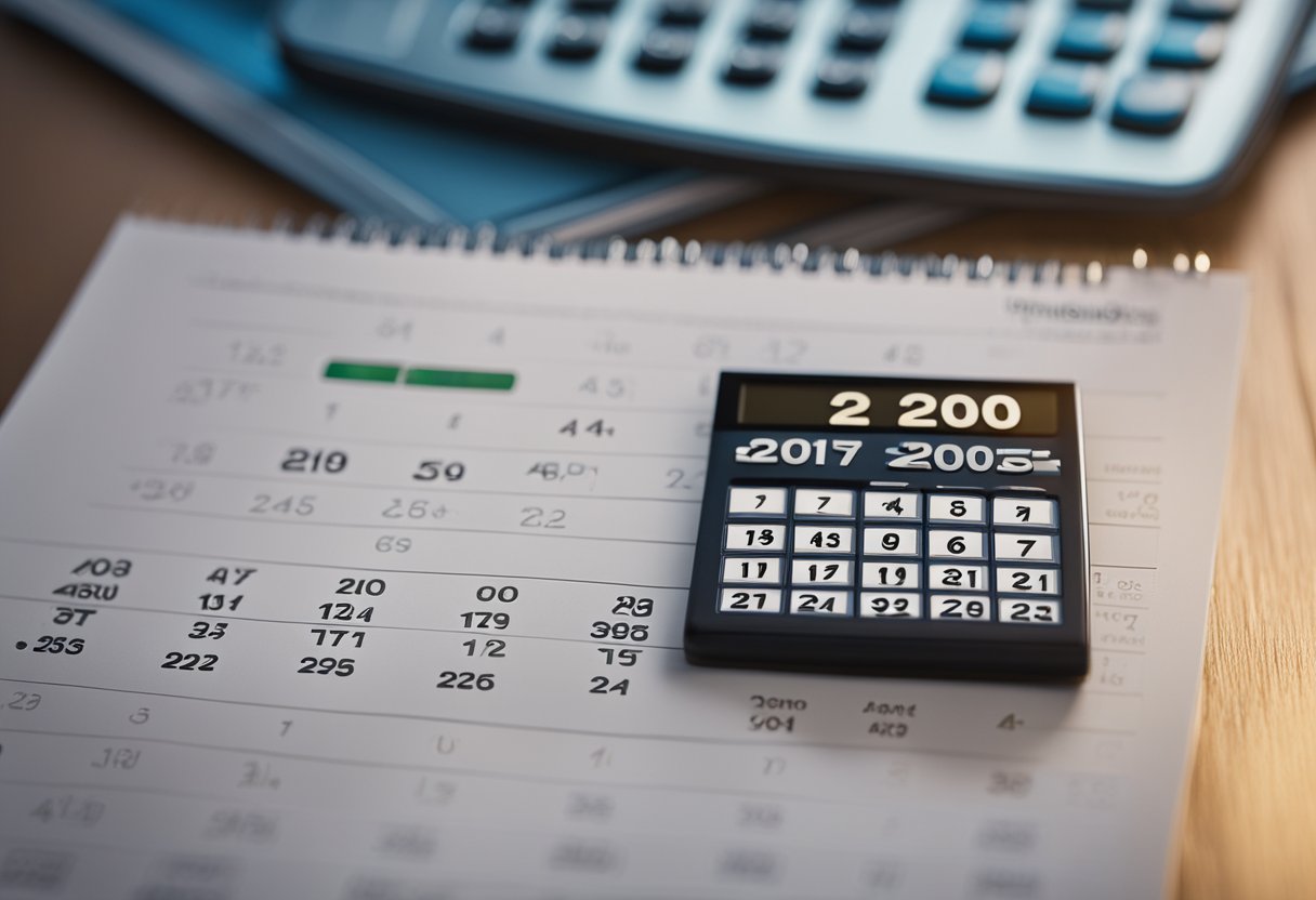 Um calendário exibindo o ano de 2025 com o ano de nascimento de 2007 destacado, ao lado de uma calculadora exibindo a idade atual.