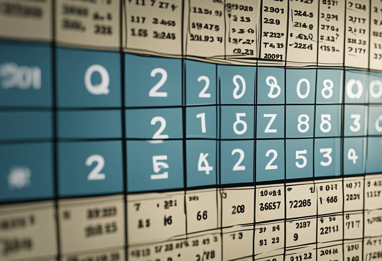 Um calendário mostrando os anos de 2008 e 2025, com uma equação matemática e um ponto de interrogação