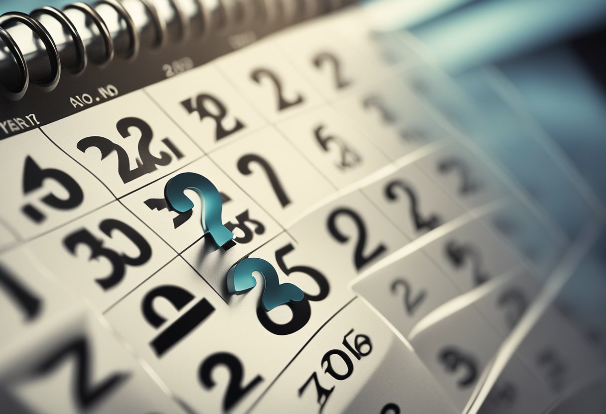 Um calendário mostrando o ano de 2008 com um ponto de interrogação ao lado e o ano de 2025 com a idade de uma criança escrita ao lado.