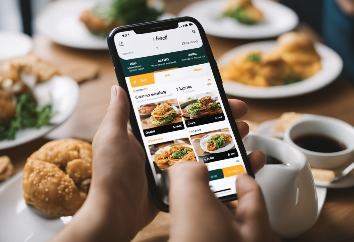 Uma pessoa usando o aplicativo Caixa Tem para pedir comida no iFood