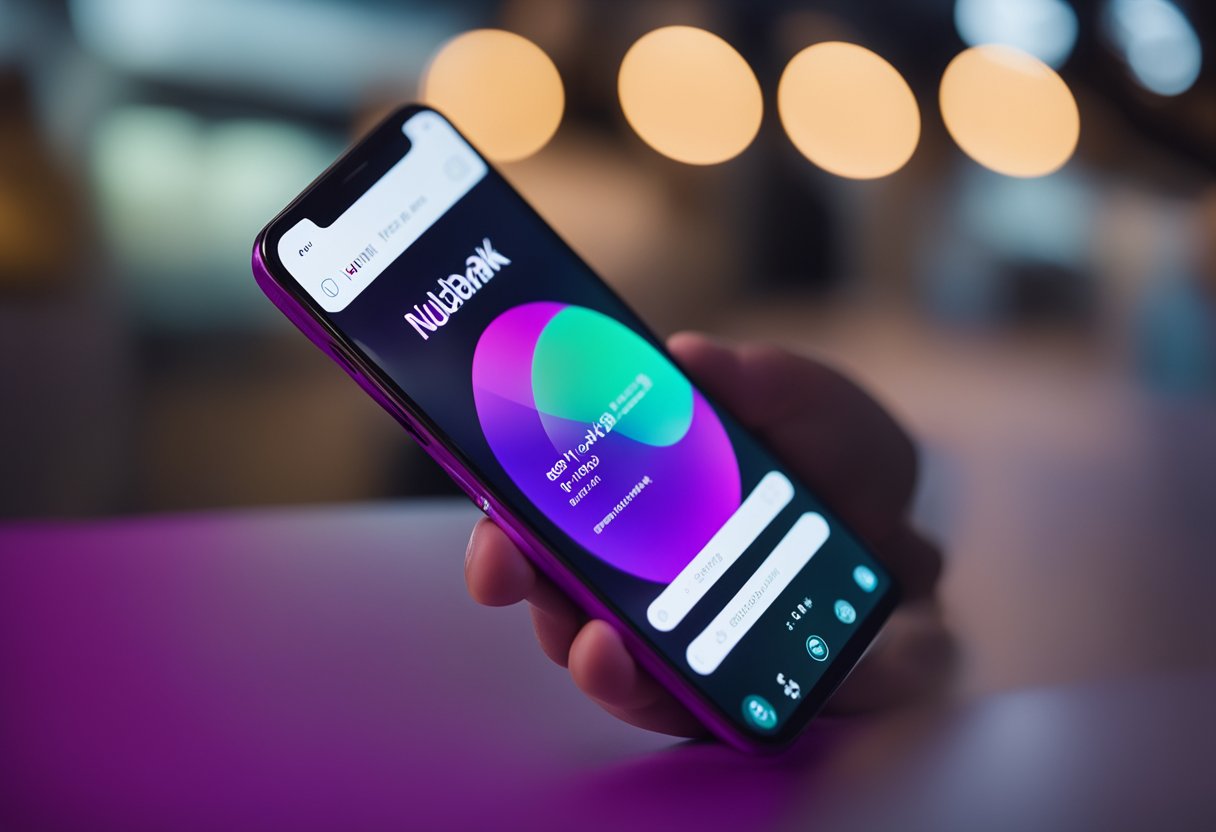 Um smartphone com o aplicativo Nubank aberto, exibindo uma mensagem de erro