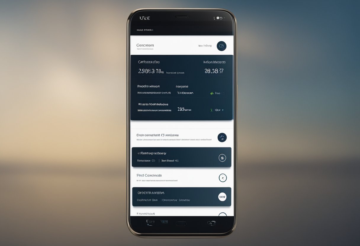 Um smartphone moderno exibindo a interface do aplicativo Iti com opções para Conta Corrente e Poupança, contra um fundo limpo e simples.