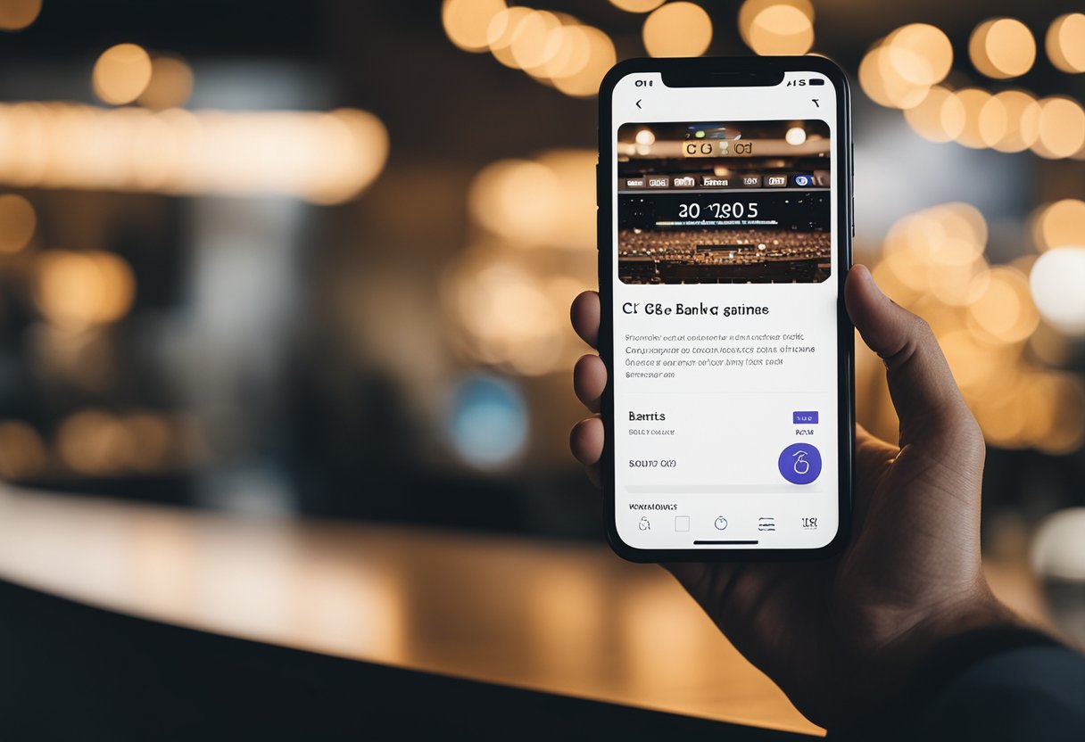 Um smartphone com o aplicativo do C6 Bank aberto, exibindo o recurso do jogo de recompensas