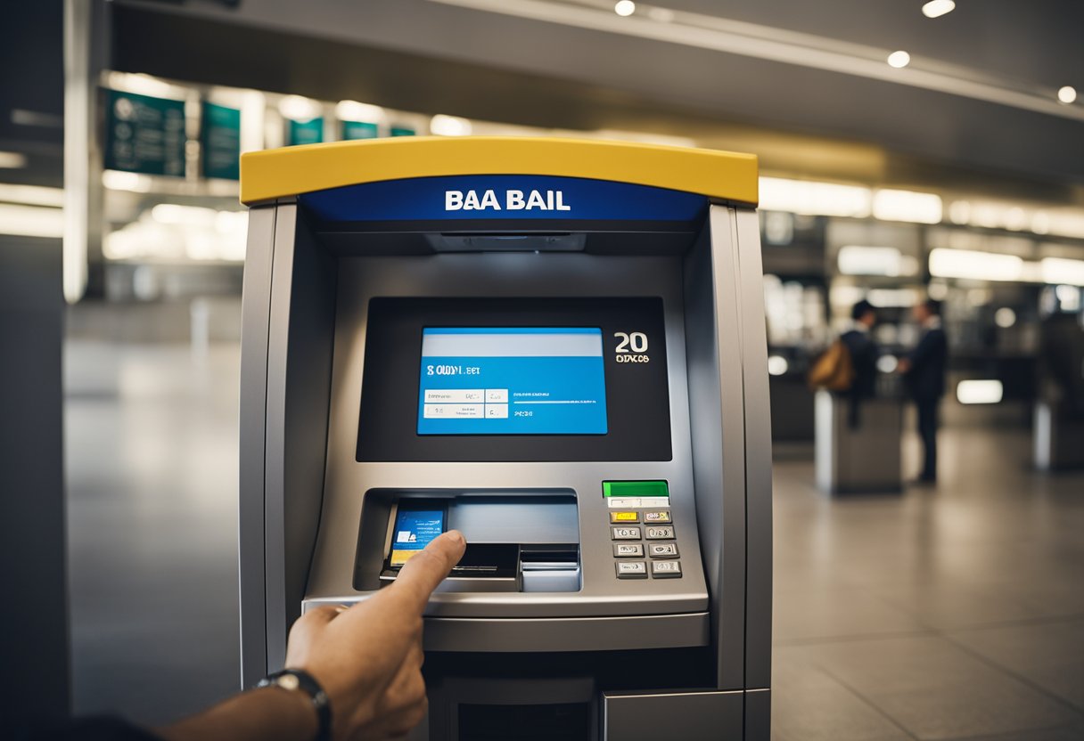 Uma pessoa inserindo um cartão bancário em um caixa eletrônico do Banco do Brasil para determinar o limite de saque.