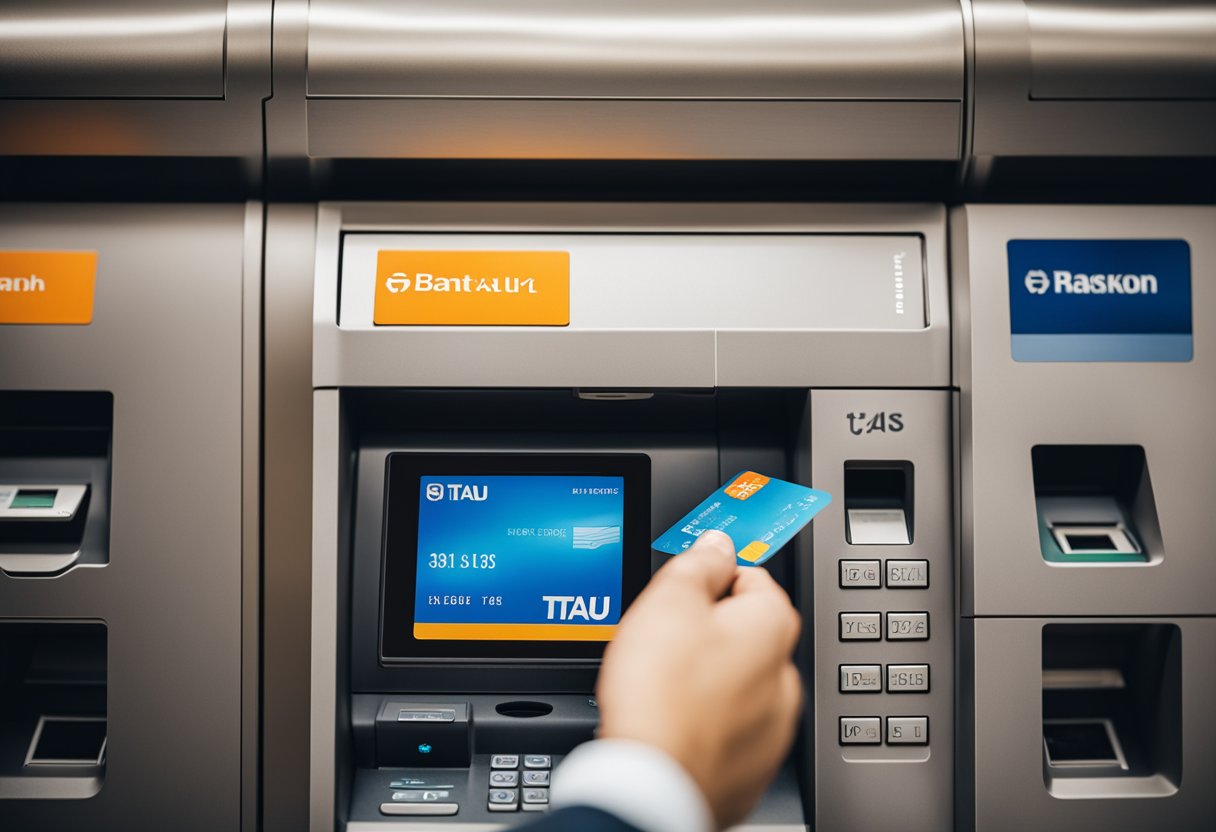 Uma pessoa usa um cartão de limite flexível em um caixa eletrônico do banco Itaú.