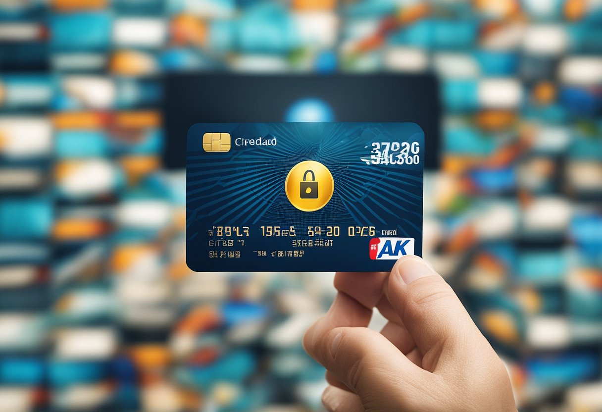 Uma mão alcançando um cartão de crédito com o logo "Atacadao", cercado por uma borda indicando o limite inicial.