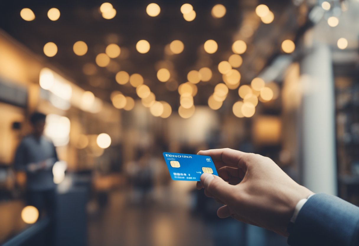 Uma pessoa recebendo um cartão de crédito Blubank com um limite inicial especificado