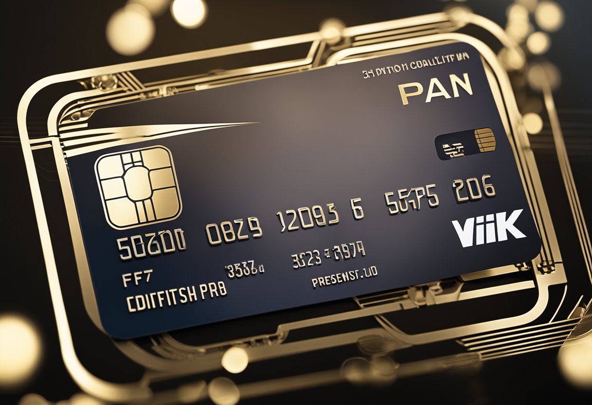 Um cartão de crédito com o logo PAN exibido, cercado por uma borda indicando o limite de crédito inicial
